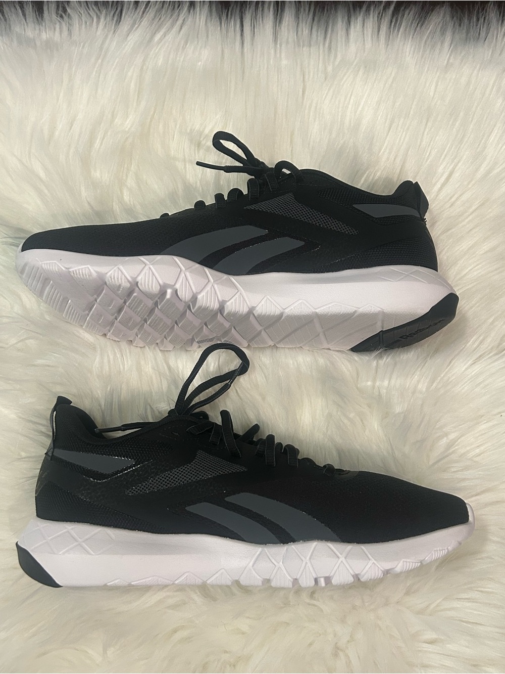 Reebok Black & Gray Women's Athletic Sneakers with White Sole